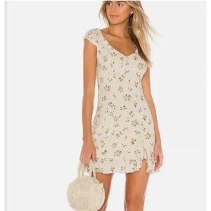 Free People Citrus Cactus Flower Mini  Dress | Button Tie Back | Size Medium